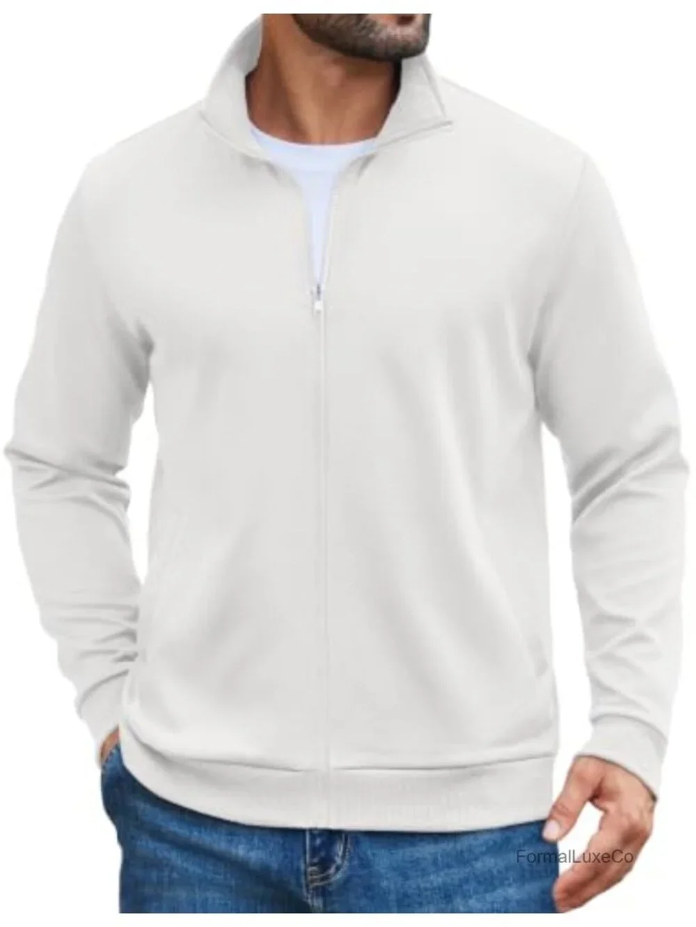 Men's Full Zip Sweatshirt Lightweight Mock Neck Casual Jacket